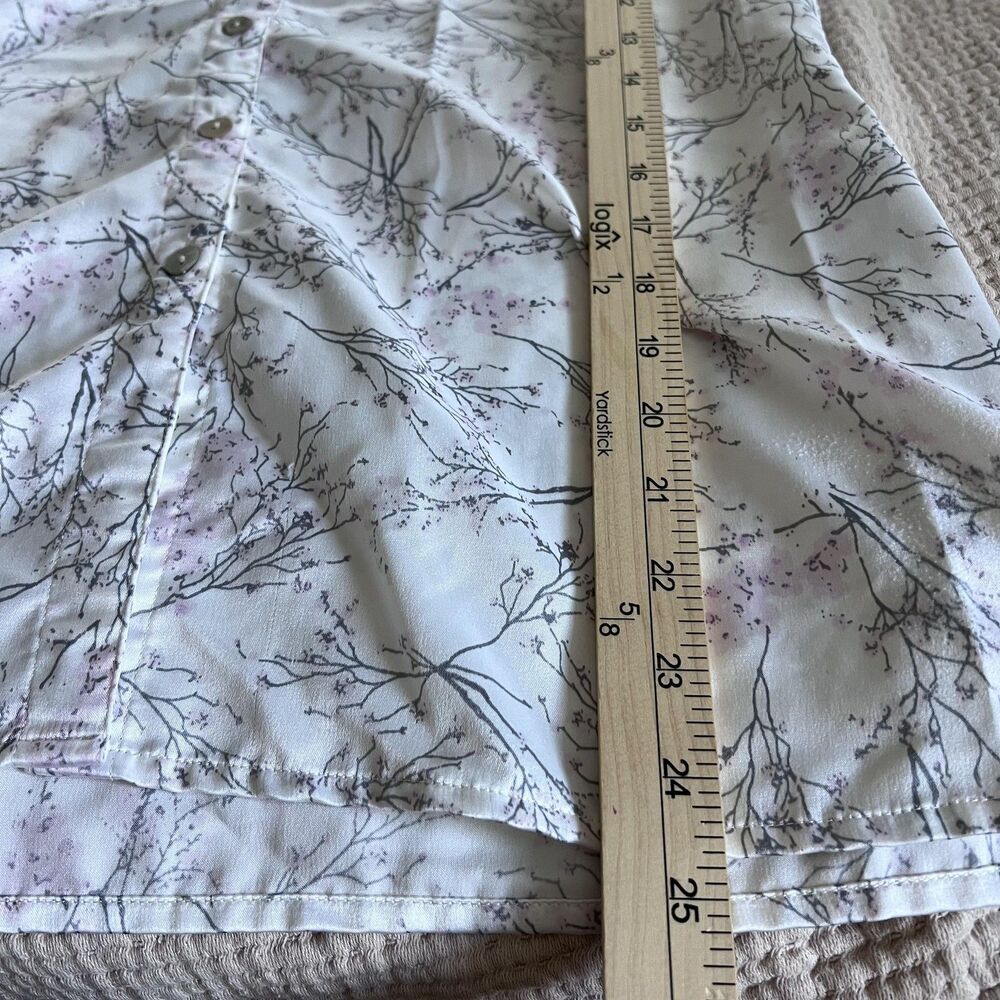 Chicos Shirt Womens Small White Floral Branch Print Henley Long Sleeve Blouse 0 - Picture 11 of 12